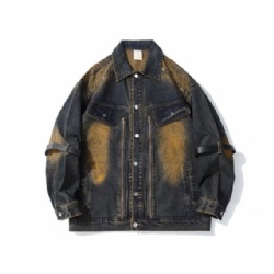 High Street Monkey Washed Men Jeans Coat Designer Men Denim Jacket Customized