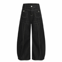 2026 Black Loose Cut Men Jeans Constract Stitching Jeans for Men
