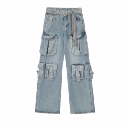 2026 Women Cargo Jeans Loose Cut Jeans for Women Customized