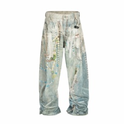 2026 Factory Price Digital Printed Men Jeans Loose Cut Jeans