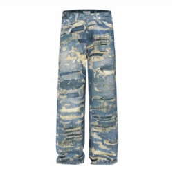 High Street Mens Ripped Jeans Straight Leg Men Jeans Customized