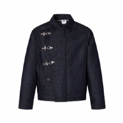 2026 New Aircraft Buckle Denim Jacket Vintage Men's Jeans Jacket