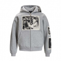 Mens Printed Zip Up Hoodies Cotton High Street Hoodies Customized
