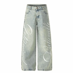 2026 Factory Price Side Printed Men's Jeans Straight Leg Jeans for Men Customized
