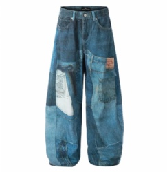 2025 Patchwork High Street Baggy Designer Mens Jeans Customized