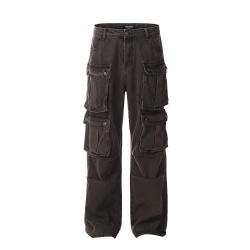 2026 High Quality Men Cargo Jeans Multi Pockets Men's Jeans