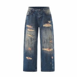 Factory Price Ripped Jeans Distrressed Vintage Washed Jeans for Men