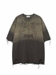2026 Vintage Washed Printed Men  T shirts Ripped Design T-shirts for Men