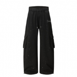 Factory Price Mens Loose Sweat Pants With Rhinstone Customized