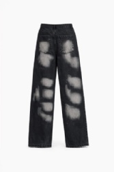 2026 Men Vintage Washed Black Jeans Raw Edge Decoration Men 's Jeans customized