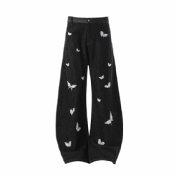 Factory Price Butterfly Embroidery Men Jeans Full Length Jeans for Men