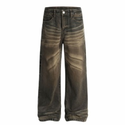 Vintage Dirty Washed Men Jeans Loose Cut Jeans for Men