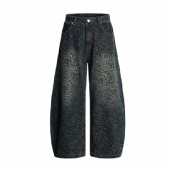 Factory price Men's Leopard Printed Loose Cut Jeans for Men