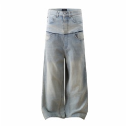 High Street Double Waist Washed Jeans High Qulity Designer Jeans Customized
