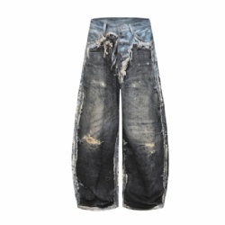 High Street Men Heavy Washed Ripped Jeans Designer Jeans for Men