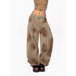 Factory Price Vintage Dirty Washed Women Baggy Jeans Hip Hop Jeans for Women