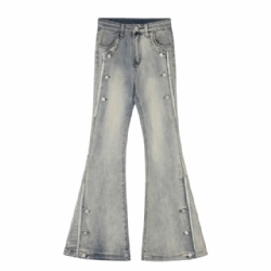 2025 Factory Price High Waist Slim Flare Jeans for Women Customized