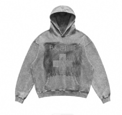 Men's Vintage Grey Washed Pullover Hoodie DTG Printed Hoodie for Men